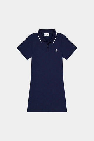 CHECK POLO DRESS NAVY
