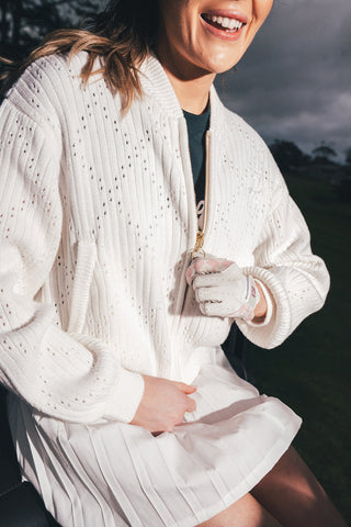 DIAMOND KNIT BOMBER CHALK