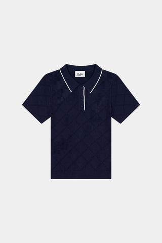 DIAMOND KNIT POLO NAVY