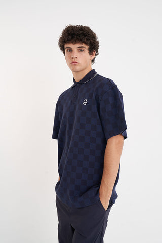 CHECK SS POLO NAVY