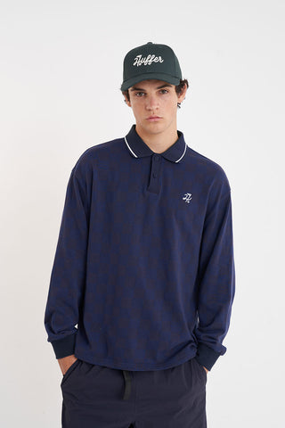CHECK LS POLO NAVY