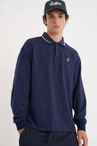 CHECK LS POLO NAVY