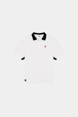 PIQUE PANEL SS POLO CHALK/BASALT