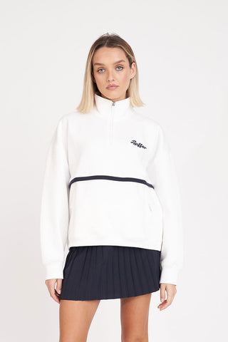 WMNS CLUB ¼ ZIP CREW CHALK/NAVY