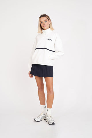 WMNS CLUB ¼ ZIP CREW CHALK/NAVY