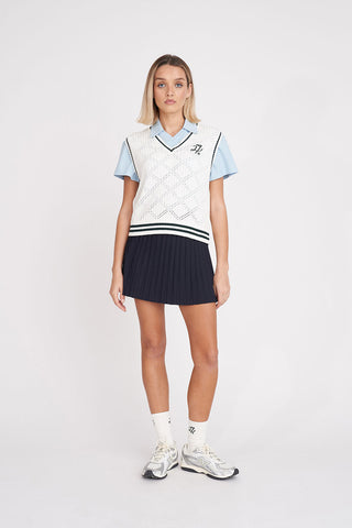 DIAMOND CROP VEST CHALK