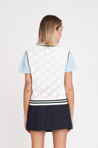DIAMOND CROP VEST CHALK