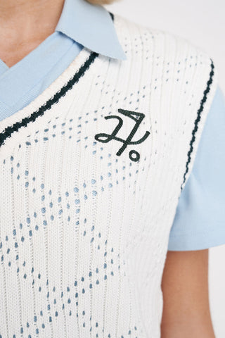 DIAMOND CROP VEST CHALK