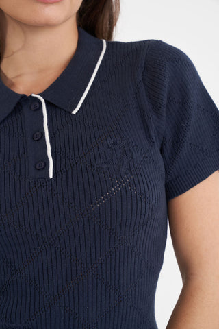 DIAMOND KNIT POLO NAVY