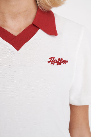 BIRDIE SS POLO CHALK/FLAG RED