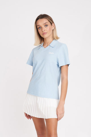 BIRDIE SS POLO ICE BLUE/CHALK