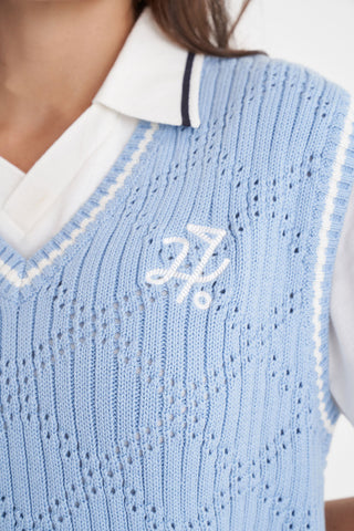 DIAMOND CROP VEST CLUB BLUE