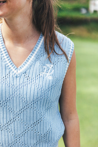 DIAMOND CROP VEST CLUB BLUE
