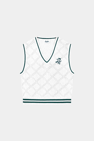 DIAMOND CROP VEST CHALK