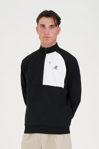 BONDED 1/4 ZIP PULLOVER NAVY/CHALK
