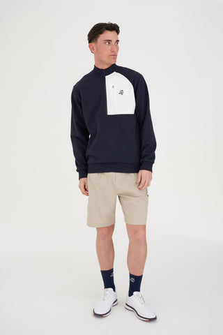 BONDED 1/4 ZIP PULLOVER NAVY/CHALK