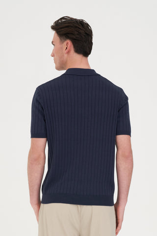 MENS RIB KNIT POLO NAVY