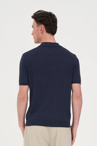MENS RIB KNIT POLO NAVY