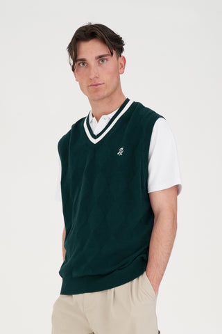 DIAMOND KNIT VEST GOLF GREEN