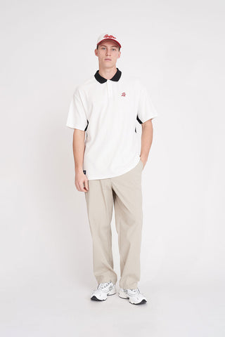 PIQUE PANEL SS POLO CHALK/BASALT