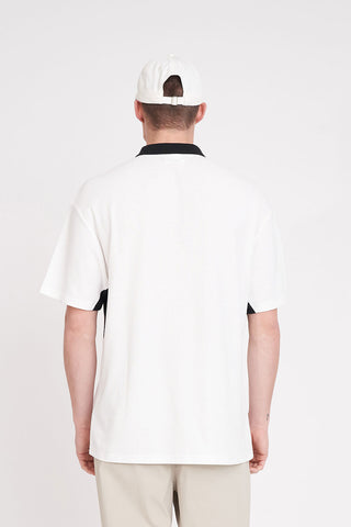 PIQUE PANEL SS POLO CHALK/BASALT