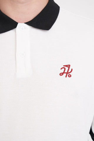 PIQUE PANEL SS POLO CHALK/BASALT
