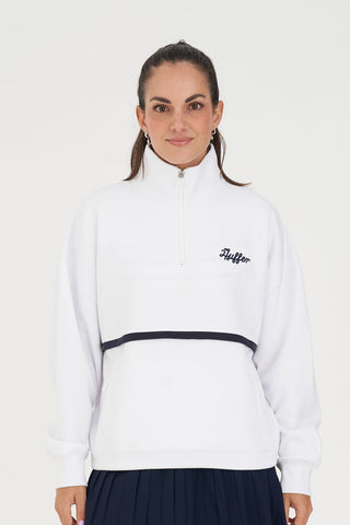 WOMENS CLUB 1/4 ZIP CREW WHITE