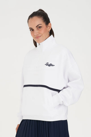 WOMENS CLUB 1/4 ZIP CREW WHITE