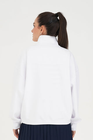 WOMENS CLUB 1/4 ZIP CREW WHITE