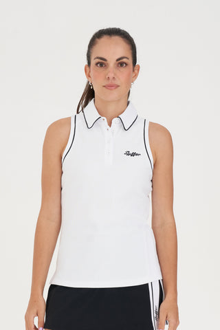 IVY SLEEVELESS POLO WHITE