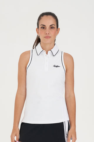 IVY SLEEVELESS POLO WHITE