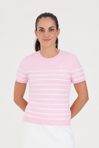 WMNS BRETON KNIT TOP CAMELLIA/WHITE