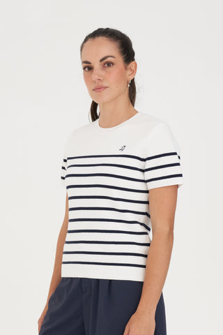 WMNS BRETON KNIT TOP WHITE/NAVY