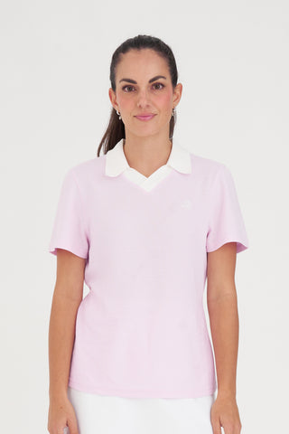WMNS BIRDIE POLO CAMELLIA/WHITE
